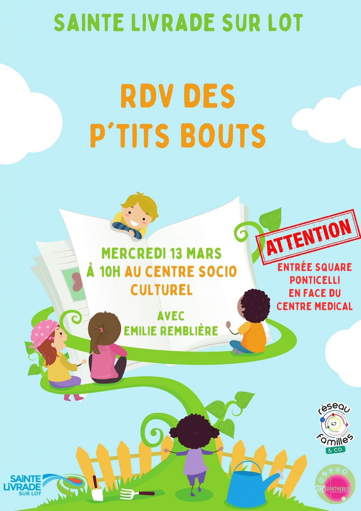 RDV des P'Tits Bouts avec Emilie Remblière mercredi 13 mers à 10h